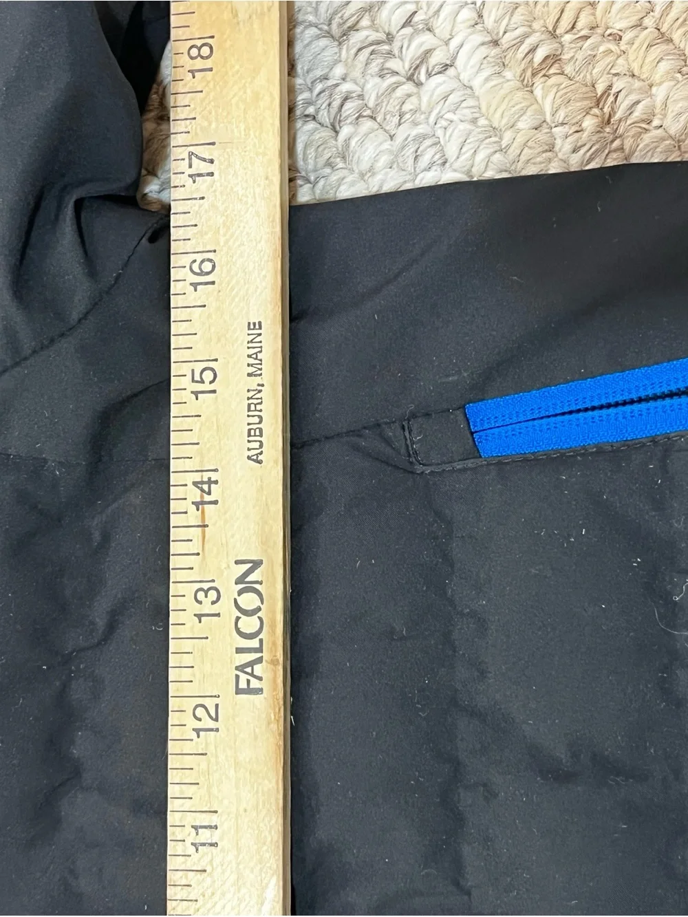 Gerry Outdoors Black Puffer Hooded Jacket with Blue Zippers and Inner Cuffs